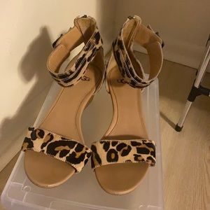 Ugg Leopard print ankle strap wedge